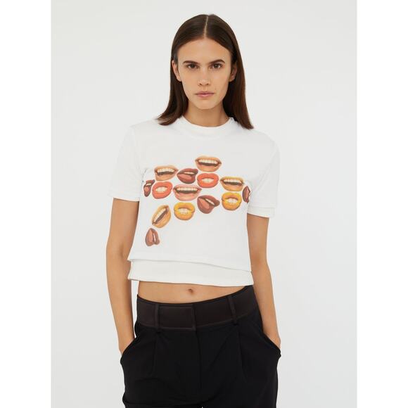 *** Not Available***Chatter Sheer Overlay Tee Shirt in Chatter Print - Picture 4 of 5
